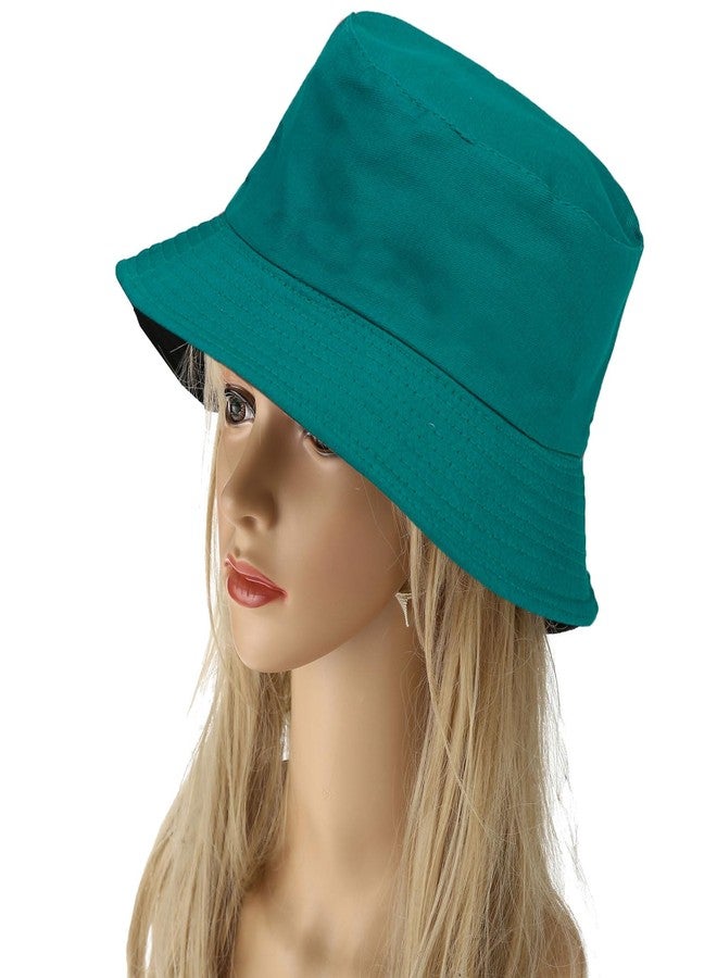JoyLife Solid Color Bucket Hat Classic Fisherman Cap Packable Reversible Sun Hats for Women, Men, Green Black - Image 4