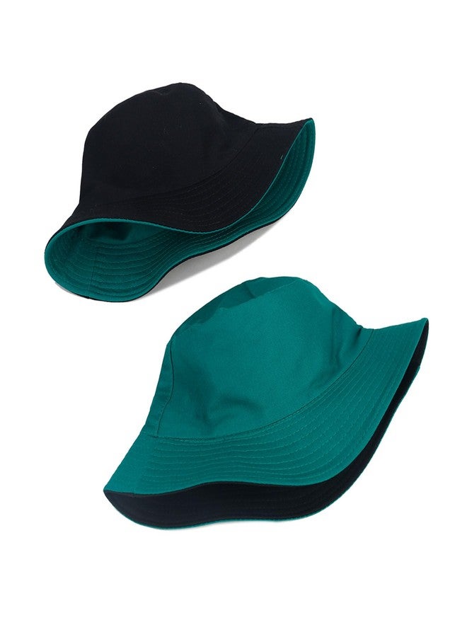 JoyLife Solid Color Bucket Hat Classic Fisherman Cap Packable Reversible Sun Hats for Women, Men, Green Black - Image 5