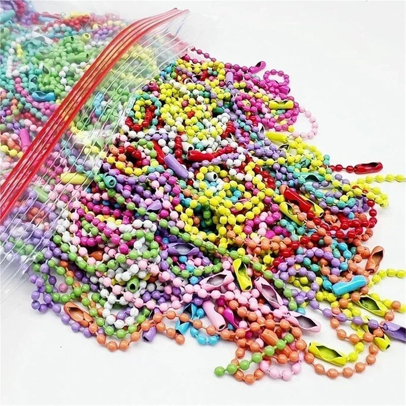Colorful Ball Beads Chain 500pcs For DIY Bracelet Jewelry Making Keychain Dolls Label Tag Connector - Image 3