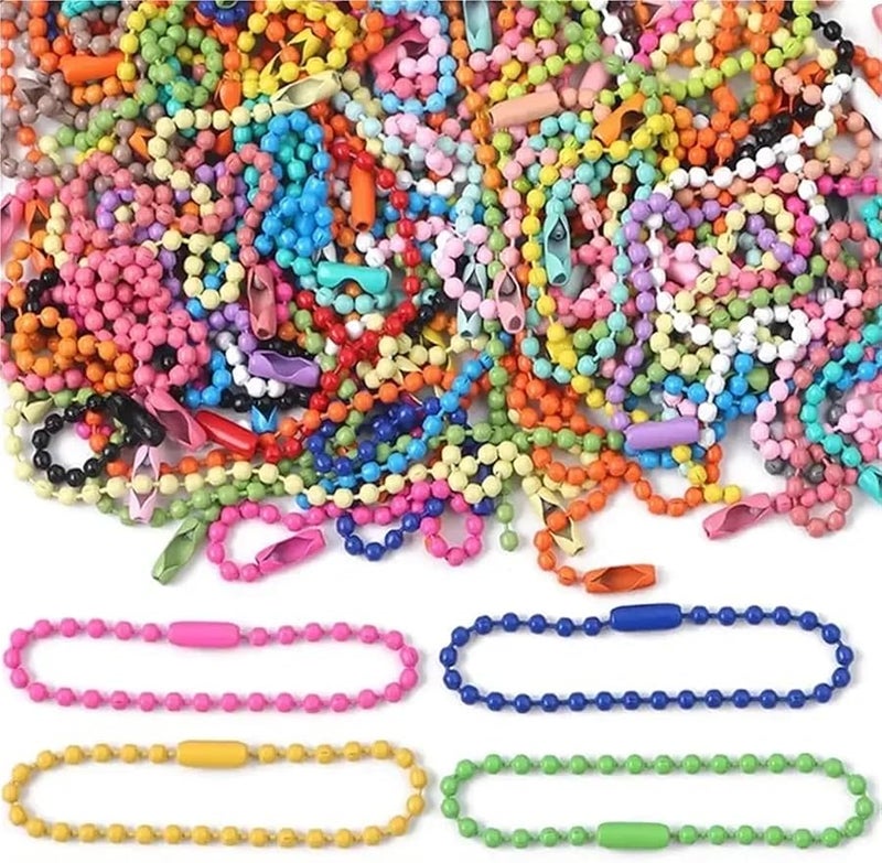 Colorful Ball Beads Chain 500pcs For DIY Bracelet Jewelry Making Keychain Dolls Label Tag Connector - Image 4