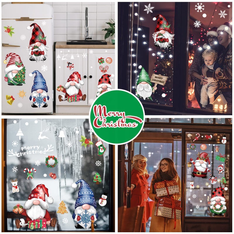 BORAMDO Christmas Window Clings 11 Sheets  Christmas Gnome Snowflake Window Decals Stickers  Removable Christmas Window Decorations for Glass Windows Xmas Holiday Home Office Decor 9 Styles (Gnome-A) - Image 5