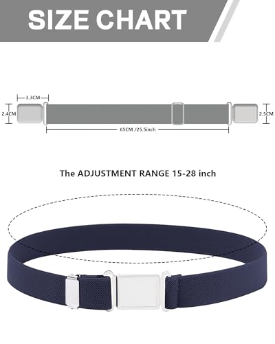 WELROG Kids Adjustable Magnetic Belt for Boys - Girls Elastic Stretch Buckle Belts (Navy Blue*2) - Image 4