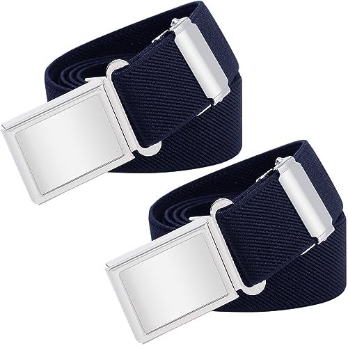 WELROG Kids Adjustable Magnetic Belt for Boys - Girls Elastic Stretch Buckle Belts (Navy Blue*2) - Image 1