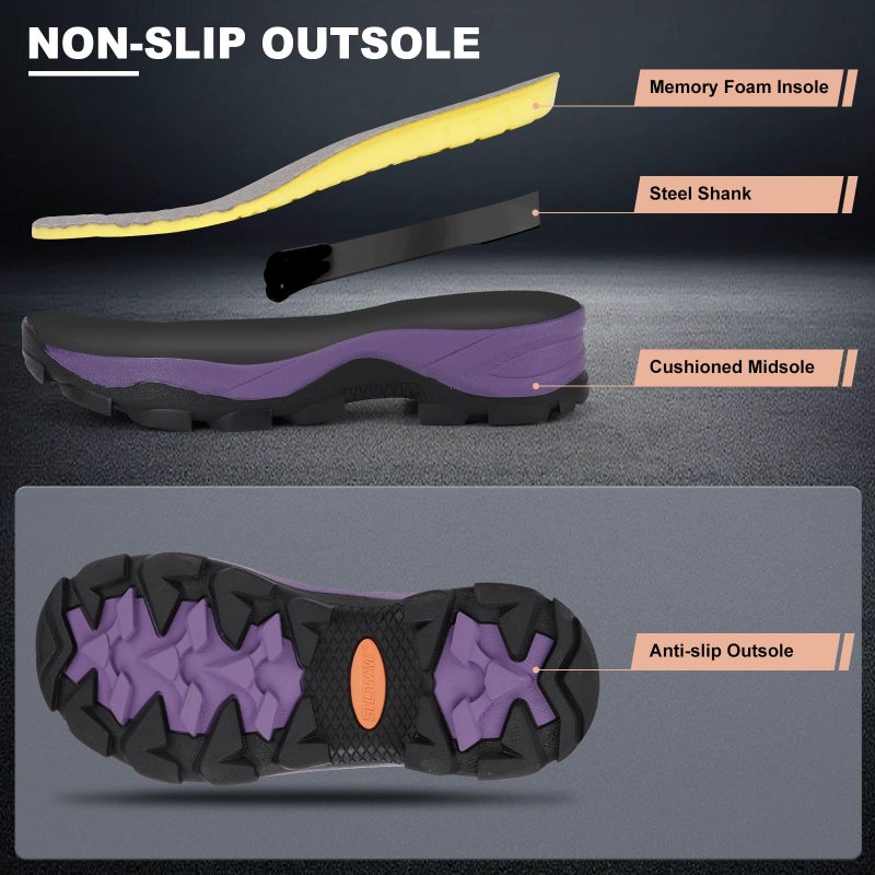 Showave Rubber Boots for Women Mid Calf Rain Boots Women Insulated Garden Boot Waterproof Durable Mud Boot for Hunting Farming Working(Purple,Size 8) - Image 5