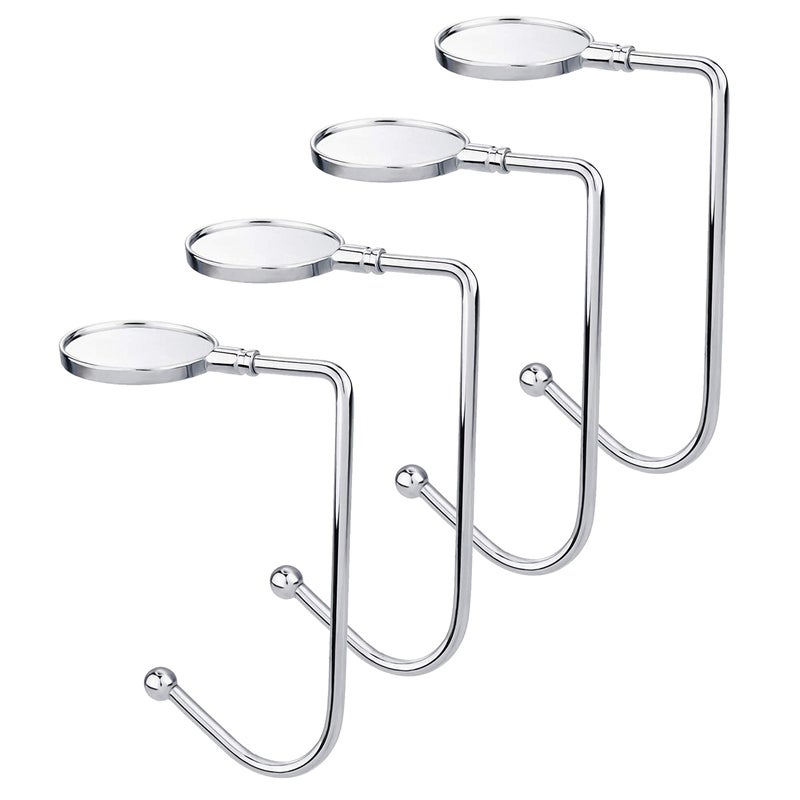 Komotu 4 Pieces Christmas Stocking Holders Mantel Hooks Hanger Christmas Safety Hang Grip Stockings Clip For Christmas Party Decoration  Silver - Image 1