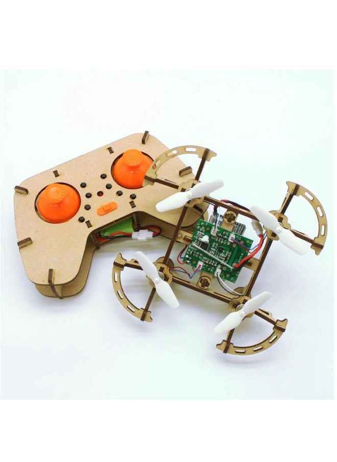 Model Remote Control Aircraft School Experiment DIY Science And Education Wooden Drone Four-axis Building Blocks Assembled Aircraft Science-Color:Complete Aircraft-Specifications:Official Standard