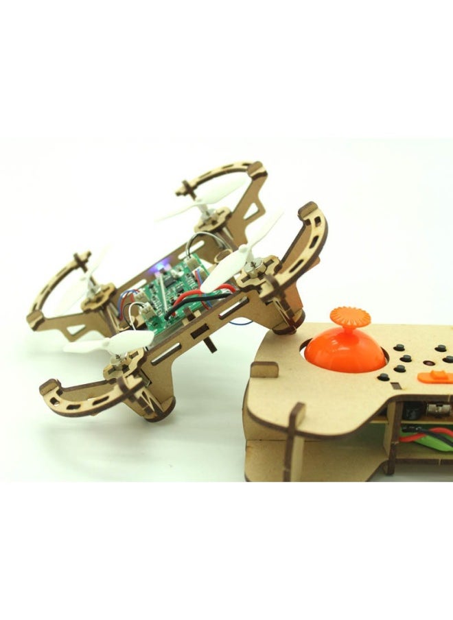 Model Remote Control Aircraft School Experiment DIY Science And Education Wooden Drone Four-axis Building Blocks Assembled Aircraft Science-Color:Complete Aircraft-Specifications:Official Standard