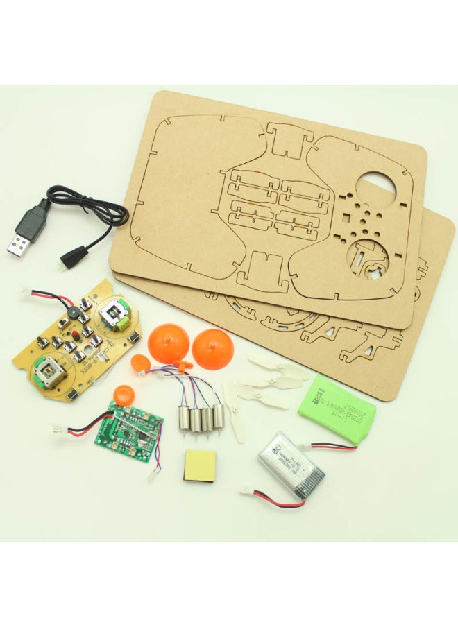Model Remote Control Aircraft School Experiment DIY Science And Education Wooden Drone Four-axis Building Blocks Assembled Aircraft Science-Color:Complete Aircraft-Specifications:Official Standard