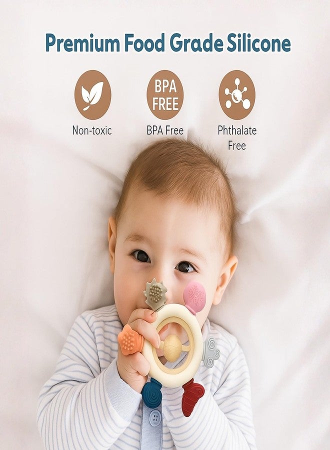 TOHIBEE Baby Teething Toys for 0-6 6-12 Months, BPA Free Baby Teether Sensory Toys for Babies 0 3 6 9 12 18 Months, Newborn Infant Toys Gifts for 1 One Year Old Baby Boys Girls (Non Jelly Shapes Handle) - Image 5