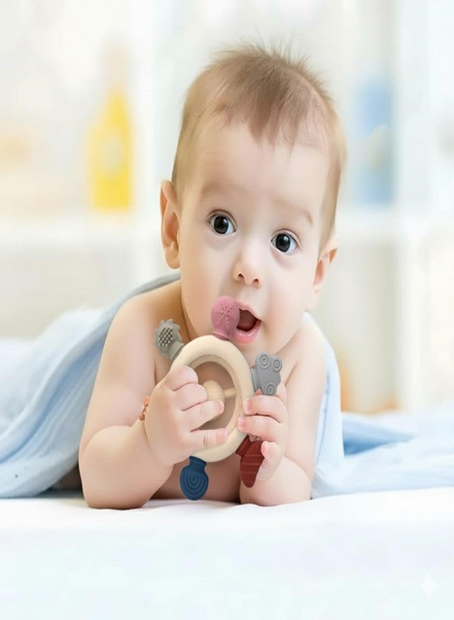 TOHIBEE Baby Teething Toys for 0-6 6-12 Months, BPA Free Baby Teether Sensory Toys for Babies 0 3 6 9 12 18 Months, Newborn Infant Toys Gifts for 1 One Year Old Baby Boys Girls (Non Jelly Shapes Handle) - Image 2