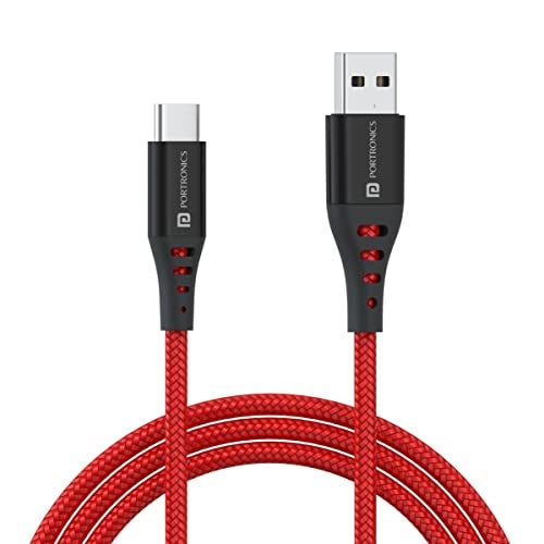 Portronics Konnect Dash 2 Unbreakable 6.5A 65w USB A to Type C VOOC Flash Charging Cable Design for OnePlus,Oppo(Red) - Image 1