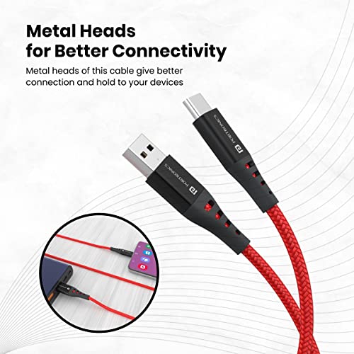 Portronics Konnect Dash 2 Unbreakable 6.5A 65w USB A to Type C VOOC Flash Charging Cable Design for OnePlus,Oppo(Red) - Image 4