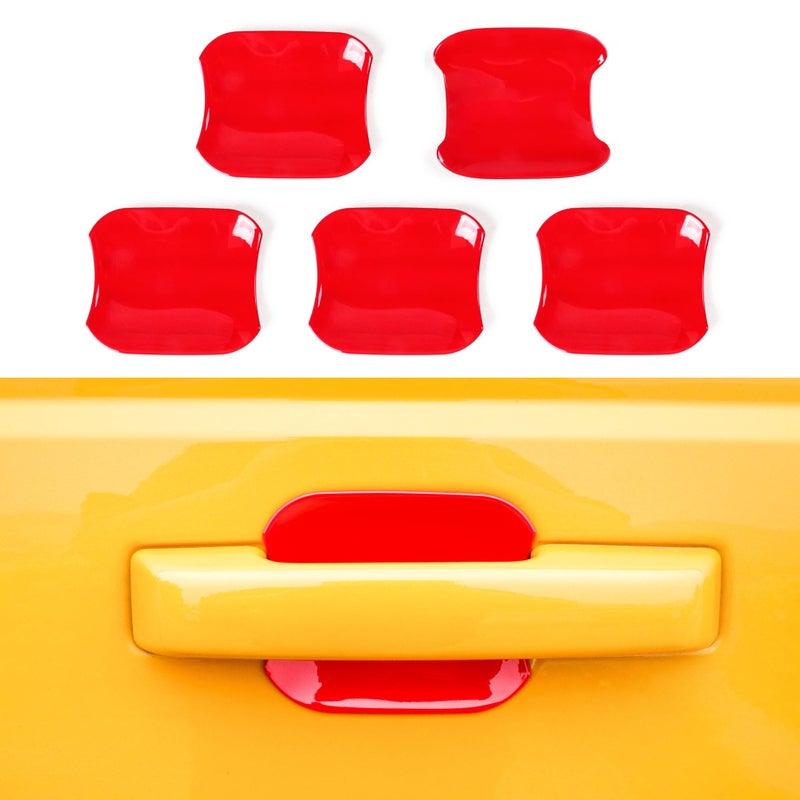 RERPRO Door Handle Cup Scratch Protector Rear Tailgate Door Bowl Cover Trims Compatible with 2021 2022 2023 2024 2025 Ford Bronco 24 Door Exterior Accessories Paint Guard Sticker 5 Pack Red - Image 2