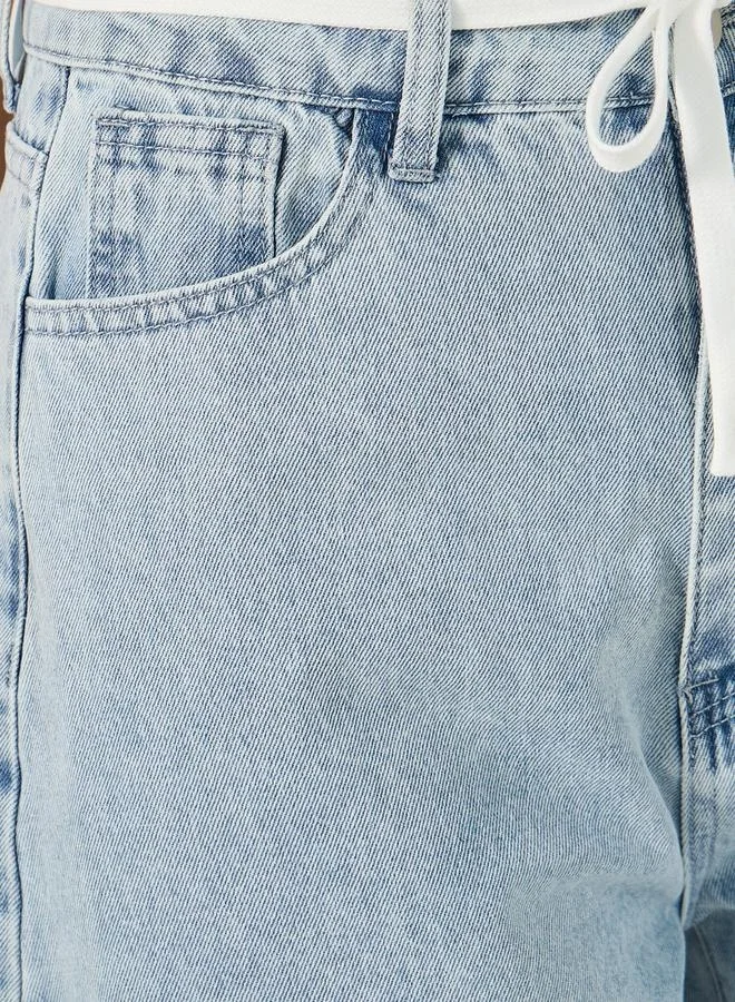 Styli Relaxed Fit Mid Rise Jeans with Drawstring Detail
