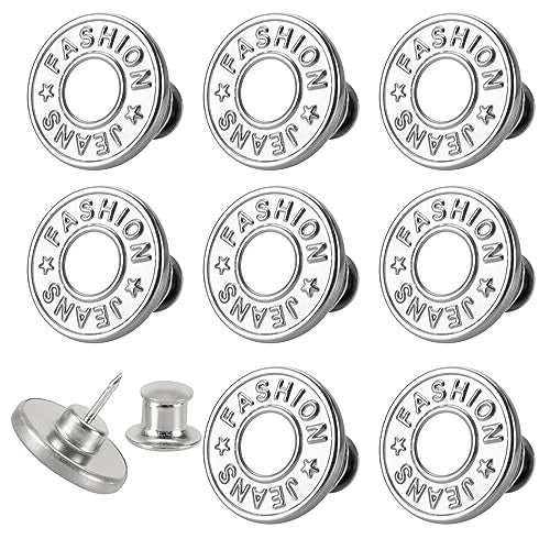 ZENGLU [Upgraded] 8 Sets Jean Buttons pins No Sew Instant 17mm Replacement Button Adjustable Pants Buttons Kit - Image 1