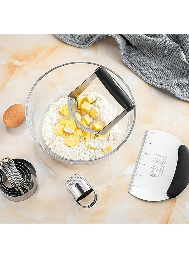 مجموعة أدوات الخبز، قوالب لصنع الكعك، مقص للدقيق من الفولاذ المقاوم للصدأ، جهاز خلط الدقيق - Image 5