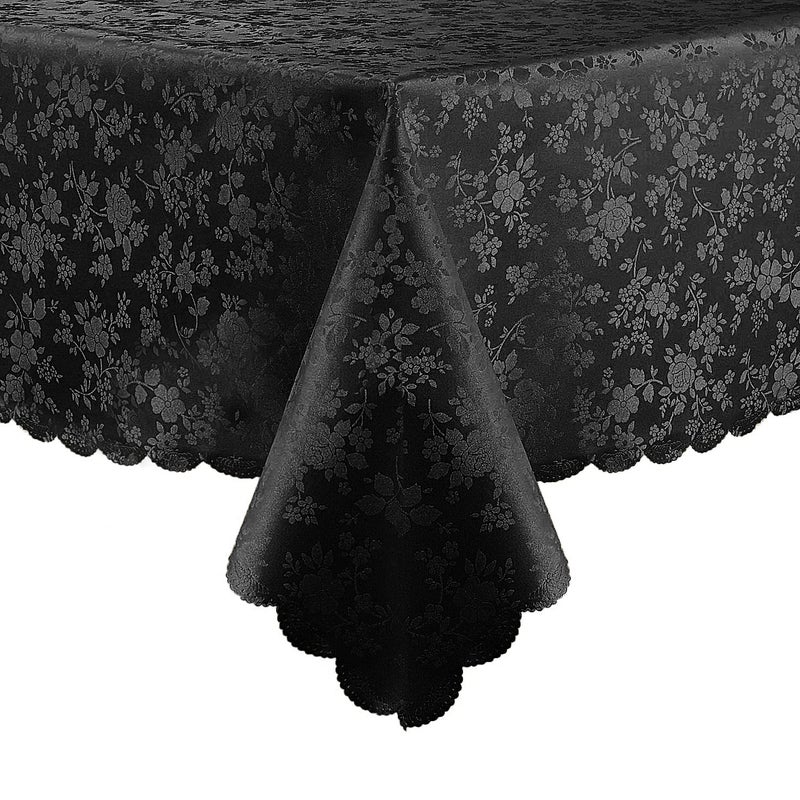 مفرش طاولة مستطيل سميري مقاوم للماء من الفينيل ثقيل الوزن قابل للمسح والغسل لتغطية المطبخ وغرفة الطعام باللون الأسود 60 × 102