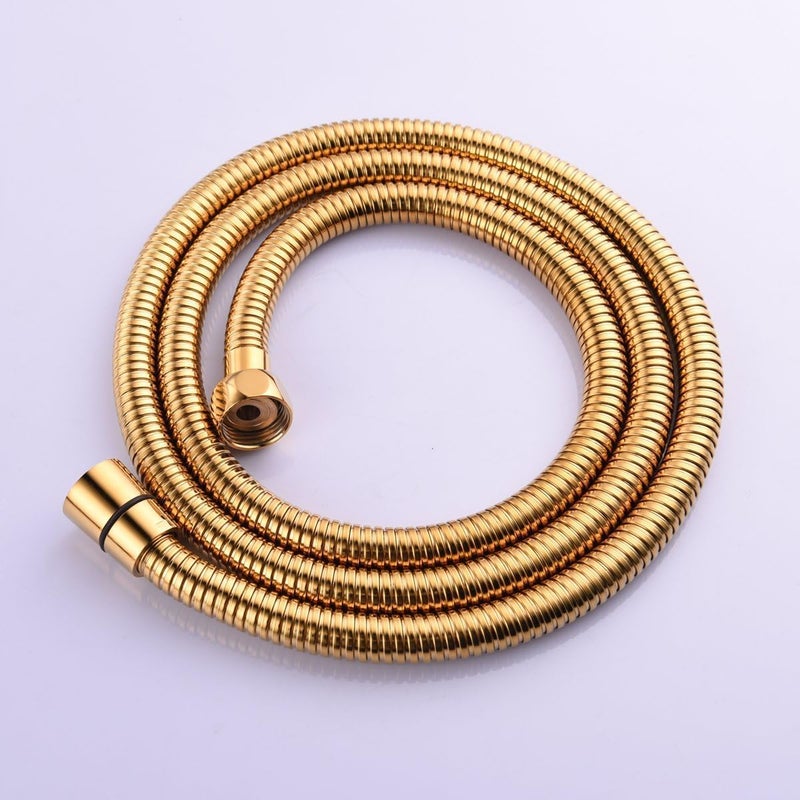 Stainless Steel Shower Hose 1.5m Solid Brass Connector Kink Resistant Flexible Shower Hose Gold - Image 1