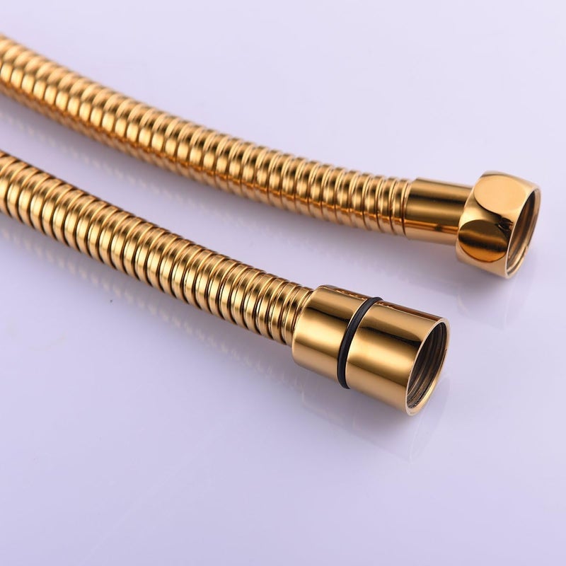 Stainless Steel Shower Hose 1.5m Solid Brass Connector Kink Resistant Flexible Shower Hose Gold - Image 3