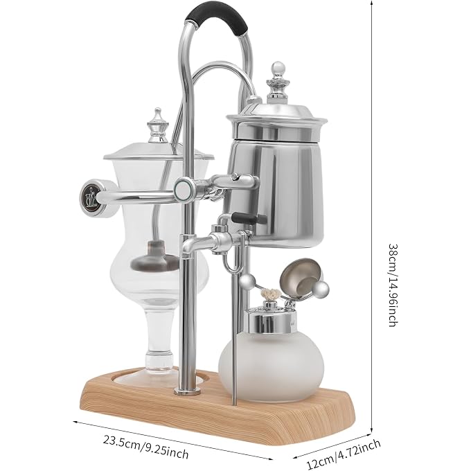 YIYIBYUS Balance Siphon Vacuum Coffee Maker, 400ml Luxury Royal Family Siphon Brewer, Vintage Gravity Brewing System, Elegant Retro (Silver) - Image 3