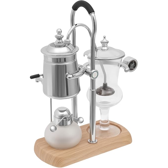 YIYIBYUS Balance Siphon Vacuum Coffee Maker, 400ml Luxury Royal Family Siphon Brewer, Vintage Gravity Brewing System, Elegant Retro (Silver) - Image 1