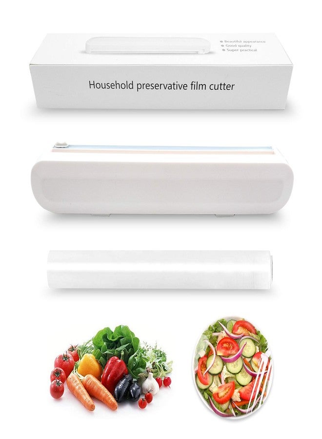 souG Reusable Plastic Wrap Dispenser with Cutter, Food Wrap Dispenser, Refillable Cling Film/Wax Paper, 1 Roll Plastic Food Wrap Included - Image 1