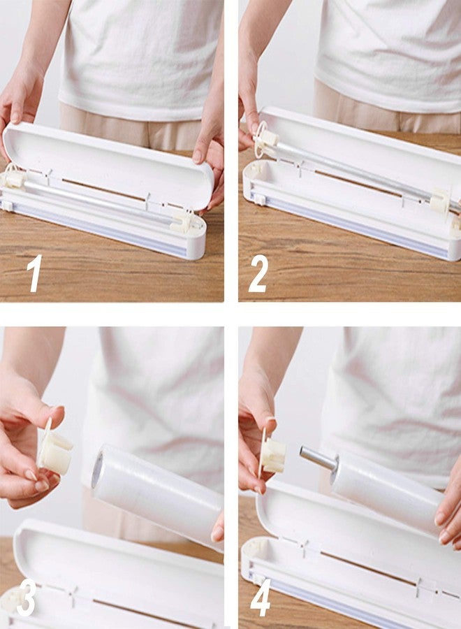 souG Reusable Plastic Wrap Dispenser with Cutter, Food Wrap Dispenser, Refillable Cling Film/Wax Paper, 1 Roll Plastic Food Wrap Included - Image 4