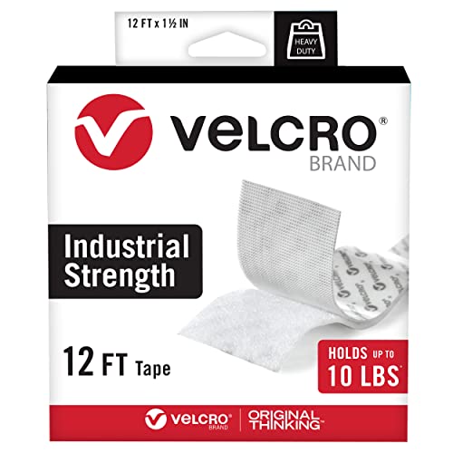 VELCRO Brand شريط فيلكرو الثقيل من العلامة التجارية | لفة بطول 12 قدم | لاصق قوي يحمل حتى 10 أرطال | مثبتات قوية للاستخدام الداخلي أو الخارجي | عرض 1-1/2 بوصة، أبيض (VEL-30837-USA) - Image 1