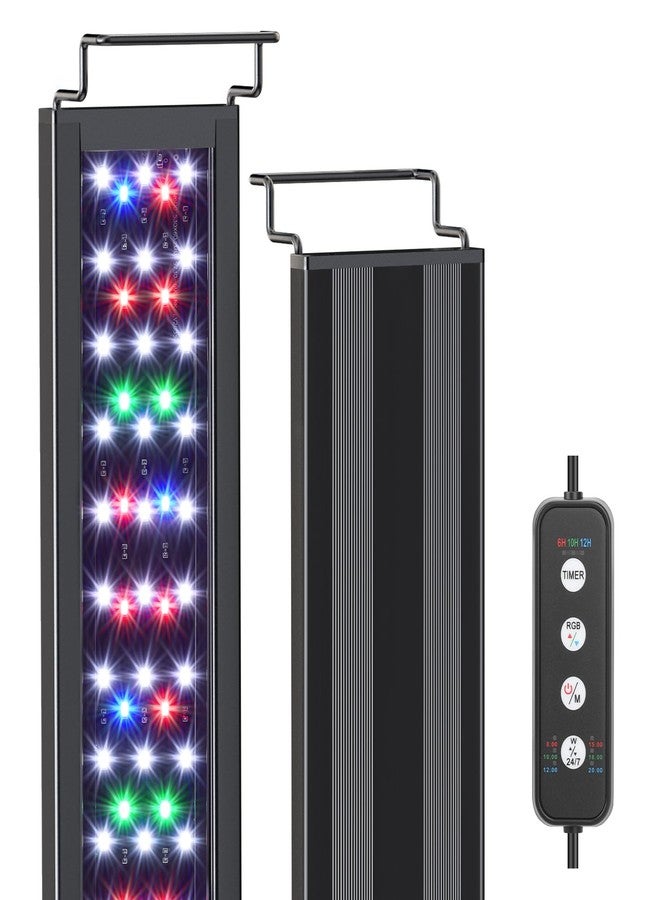 آقا مصباح AQQA LED لأحواض السمك والنباتات، يعمل على مدار الساعة وطيف كامل مع 3 أوضاع إضاءة، مؤقت/سطوع قابل للتعديل، وظيفة ذاكرة، حوامل قابلة للتمديد لأحواض المياه العذبة من 48 إلى 55 بوصة، 36 واط - Image 1