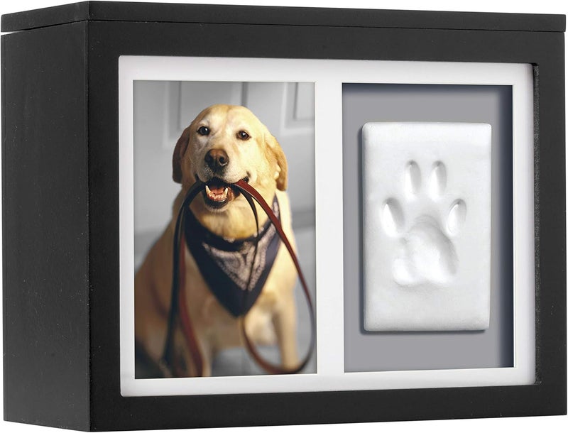 Pearhead Pet Memorial Box with Paw Print Impression Kit  Pet Owner Memory Keepsake Urn for Dogs and Cats Storage for Ashes Collar Toys and Mementos Includes Clay for Pawprint Black - Image 1