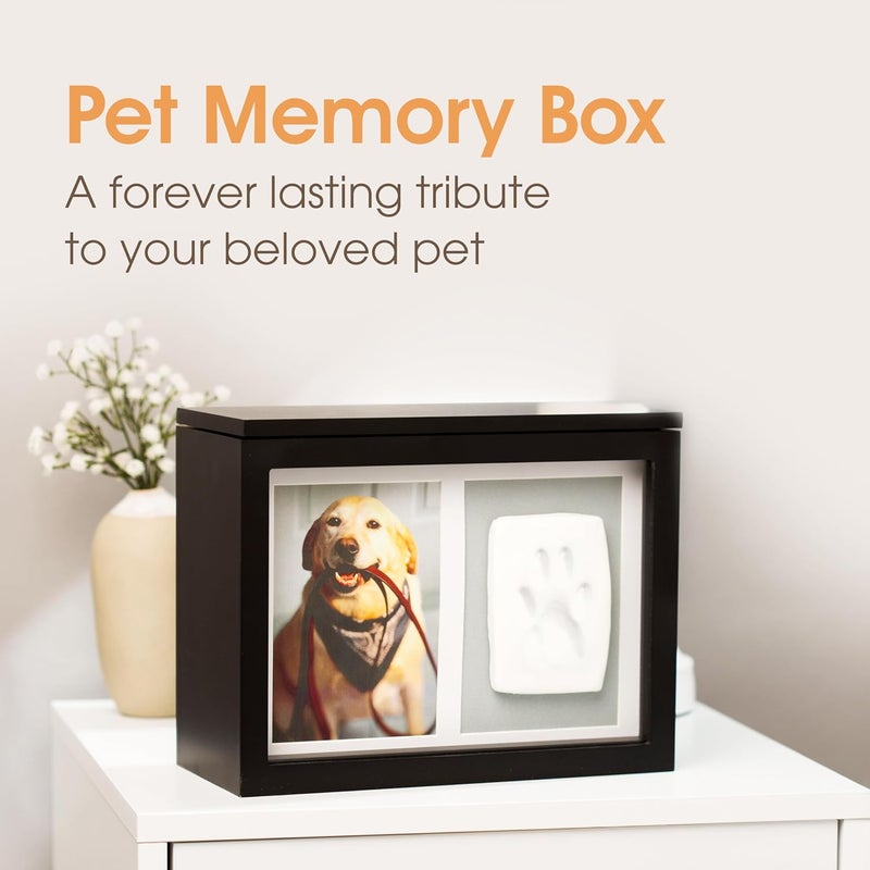 Pearhead Pet Memorial Box with Paw Print Impression Kit  Pet Owner Memory Keepsake Urn for Dogs and Cats Storage for Ashes Collar Toys and Mementos Includes Clay for Pawprint Black - Image 2