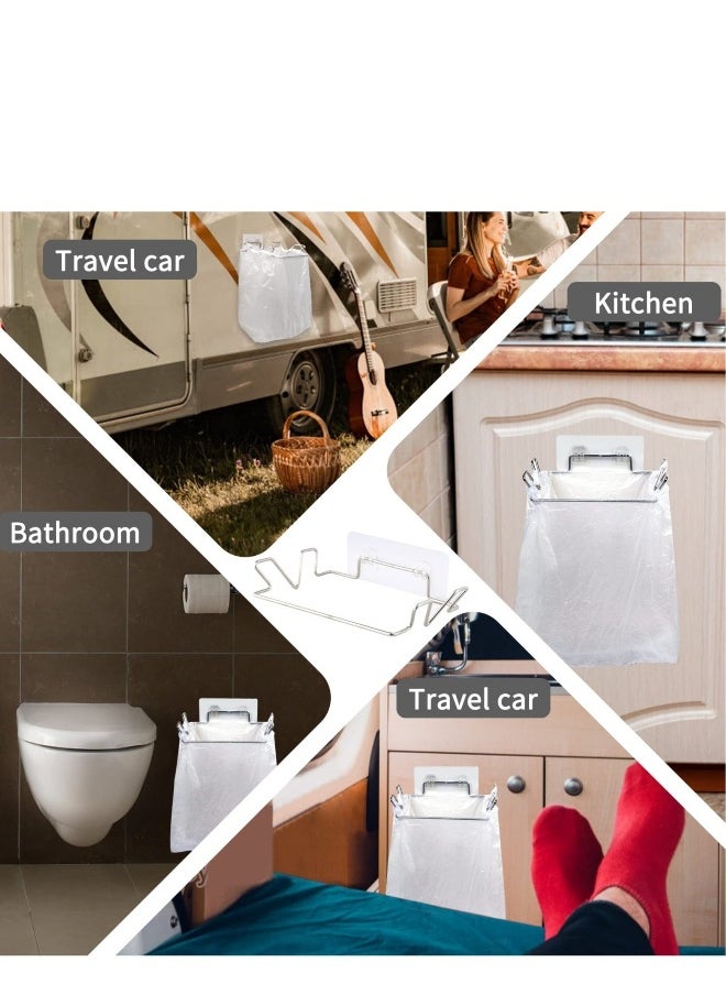 Generic - Trash Bag Holder, Large Stainless Steel Trash Bag Holder for Kitchen Cabinets Doors and Cupboards, Under Sink Bag Holder, Garbage Bag Holder, Kitchen Waste Can, Kitchen Trash Cans - Image 1