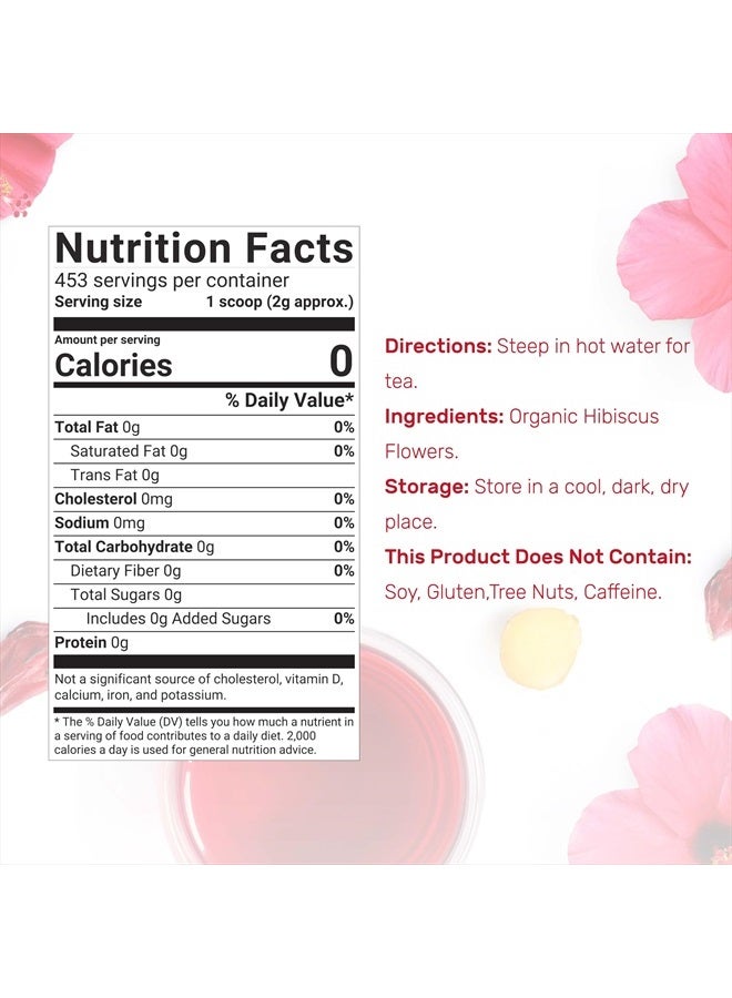 DEAL SUPPLEMENT زهور الكركديه العضوية المجففة، 2 رطل - أوراق كاملة مقطعة ومنخلة - مصدر الزهور من الأوراق السائبة - نكهة ورائحة خام، رائعة لإعادة تعبئة أكياس الشاي - خالية من الكافيين، بدون سكر، غير معدلة وراثيًا - Image 2