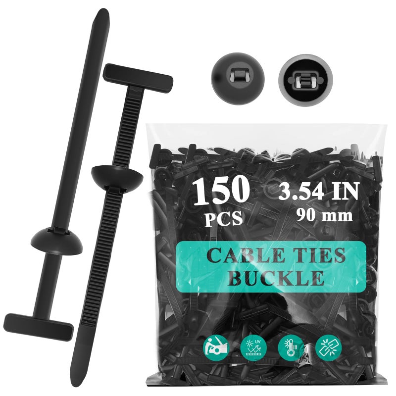 KHPHEIY 150Pcs Nylon Universal Cable Tie Buckle - New Multifunctional Nylon Zip Ties, Heavy Duty Plastic Rivet T Zip Ties Style, for Daily Maintenance And Fixing Of Automobiles - Image 1