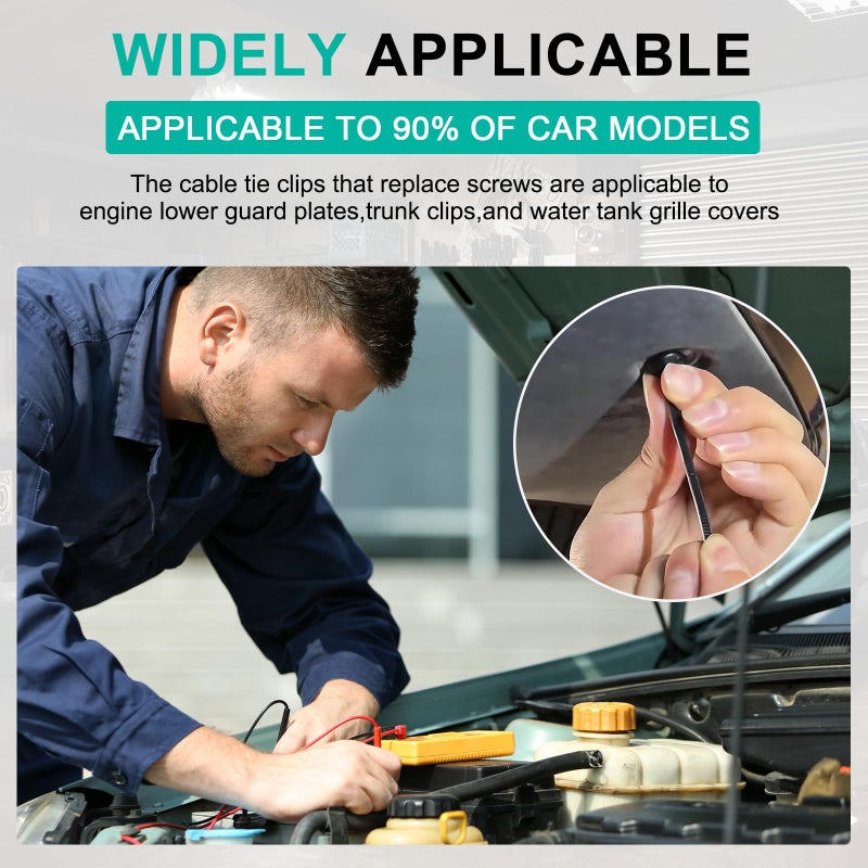 KHPHEIY 150Pcs Nylon Universal Cable Tie Buckle - New Multifunctional Nylon Zip Ties, Heavy Duty Plastic Rivet T Zip Ties Style, for Daily Maintenance And Fixing Of Automobiles - Image 3