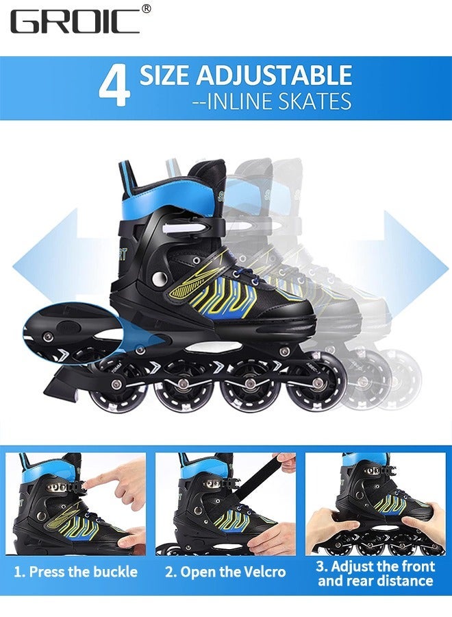 GROIC Adjustable Toddler Kids Roller Skates with Light Up Wheels，Professional Inline Skating Shoes, 8 Lighting Wheel Comfort Skate Shoes,Kids - Image 3