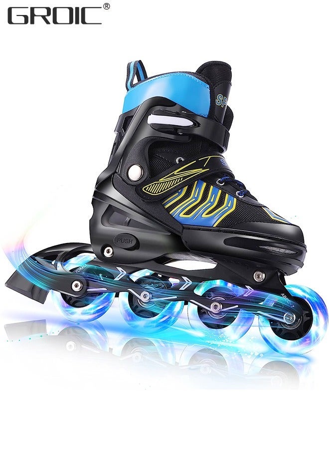 GROIC Adjustable Toddler Kids Roller Skates with Light Up Wheels，Professional Inline Skating Shoes, 8 Lighting Wheel Comfort Skate Shoes,Kids - Image 1