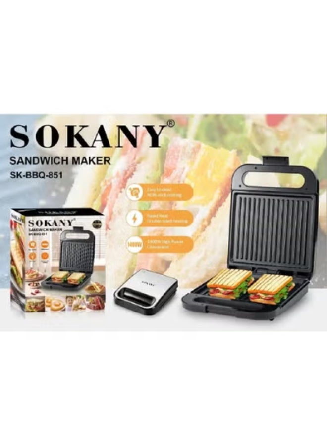 سوكاني ساندوتش ميكر سوكانى 1400وات بخامة الداخلية معدن مطلي تيفال – الخارجية استانلس في اكليرك معالج ضد الحرارة-SK-851 - Image 1