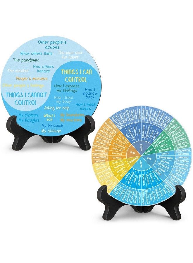 اياستي قطعتان من الأشياء التي يمكنني التحكم بها في ديكور مكتب العلاج، مخطط عجلة المشاعر، ملصق عجلة المشاعر المهدئة، ديكور الصحة العقلية، مشاعر علم النفس، للمنزل، المكتب، المستشار، النساء، الرجال (جديد) - Image 1