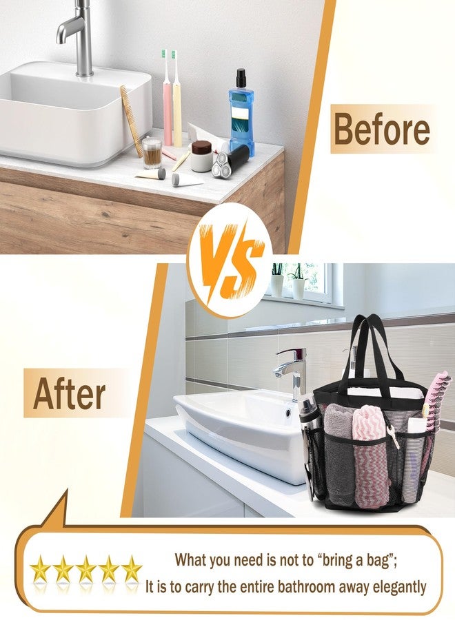 PARIERIS Mesh Shower Caddy Portable for College Dorm Room Essentials with 8 Pockets, Hanging Caddy Dorm Basket, Quick Dry Shower Bag for Bathroom (Black, 1Pack) - Image 5