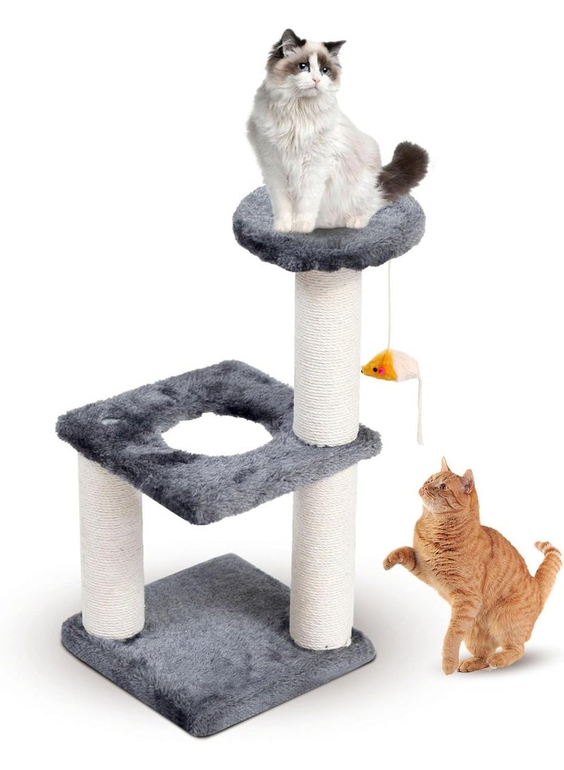 Queens Modern Cat Tree Tower with Multi-Level Platforms - Durable 45x45x20cm Cat Activity Center - Premium Sisal Scratching Posts for Claw Health - Plush Platforms for Rest & Play -for Indoor Cats (Grey) - Image 1