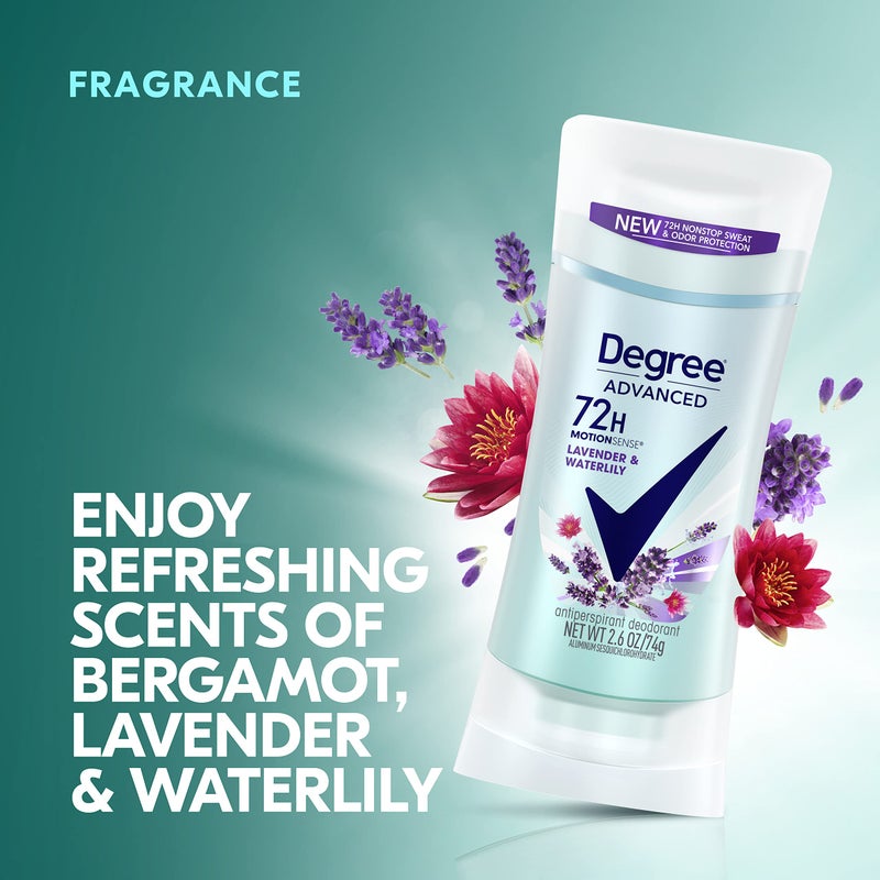 Degree Antiperspirant Deodorant 72-Hour Sweat and Odor Protection Lavender and Waterlily Antiperspirant for Women with MotionSense Technology 2.6 oz 4 Count - Image 2