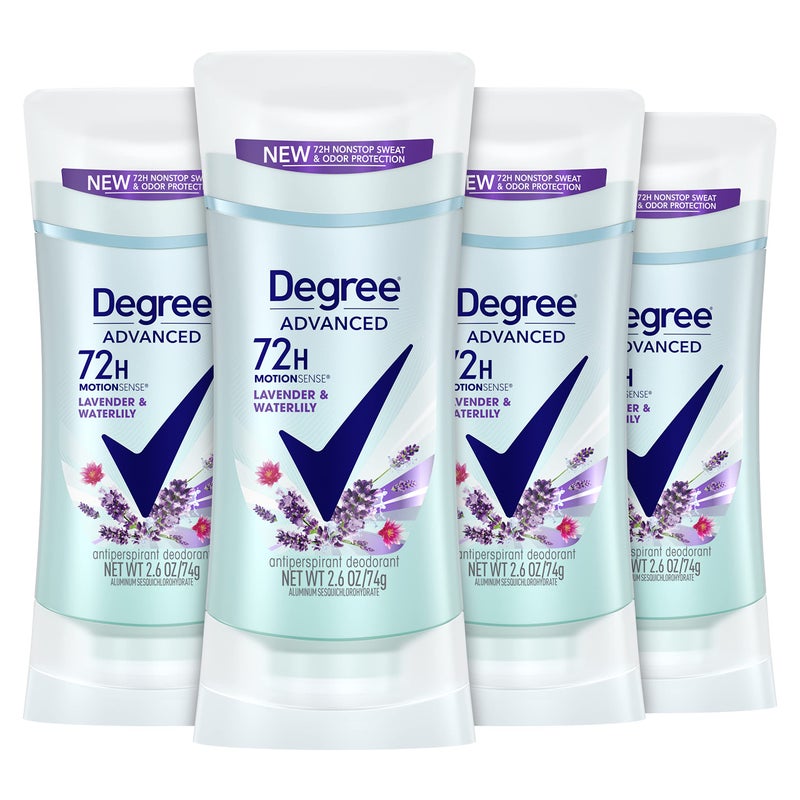 Degree Antiperspirant Deodorant 72-Hour Sweat and Odor Protection Lavender and Waterlily Antiperspirant for Women with MotionSense Technology 2.6 oz 4 Count - Image 1