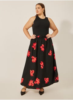 Styli Plus Size Floral Print A-Line Maxi Skirt  - Image 2