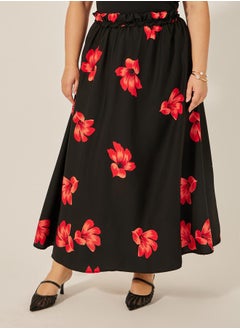 Styli Plus Size Floral Print A-Line Maxi Skirt  - Image 3