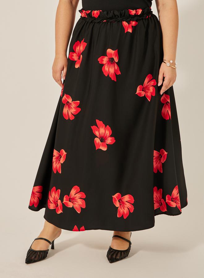 Styli Plus Size Floral Print A-Line Maxi Skirt  - Image 3