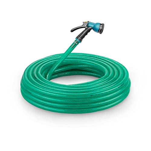 Garbnoire 10 Meter 0.5 inch PVC Heavy Duty Braided Green Garden Pipe | Lightweight, Durable & Flexible Garden Hose with Garden Accessories Like Hose Connector, Clamps & Water Gun (10 M (32.8 Feet)) - Image 1
