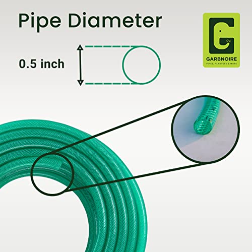 Garbnoire 10 Meter 0.5 inch PVC Heavy Duty Braided Green Garden Pipe | Lightweight, Durable & Flexible Garden Hose with Garden Accessories Like Hose Connector, Clamps & Water Gun (10 M (32.8 Feet)) - Image 5