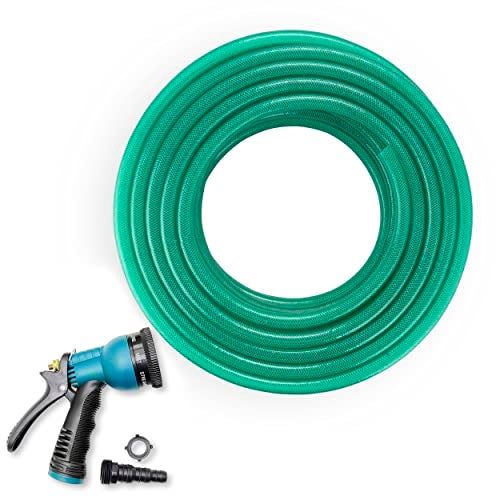 Garbnoire 10 Meter 0.5 inch PVC Heavy Duty Braided Green Garden Pipe | Lightweight, Durable & Flexible Garden Hose with Garden Accessories Like Hose Connector, Clamps & Water Gun (10 M (32.8 Feet)) - Image 2