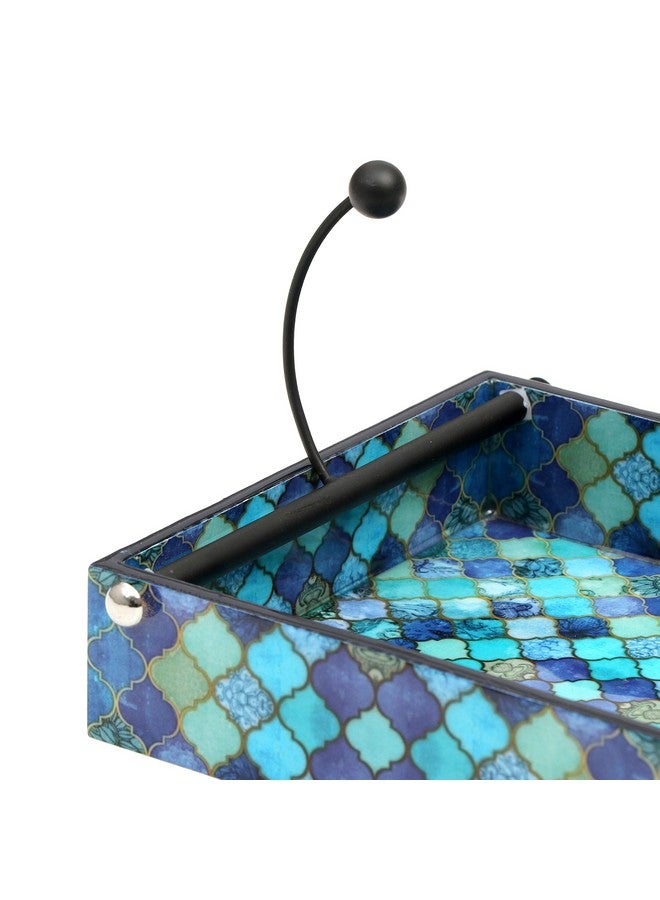 DULI حامل المناديل الموزاييك الأزرق الأنيق من DULI | خشب مهندَس مع طباعة رقمية وطلاء لامع مقاوم للماء (قطرات زرقاء) - Image 3